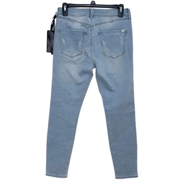 NWT Bebe Shooting Star Skinny Jeans 29 Crystal Rhinestone Light Wash Y2K Glam - Picture 11 of 15